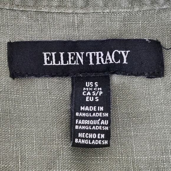 ELLEN TRACY WOMEN'S MILITARY GREEN 100% LINEN UTILITY JACKET SIZE SMALL - Picture 5 of 12